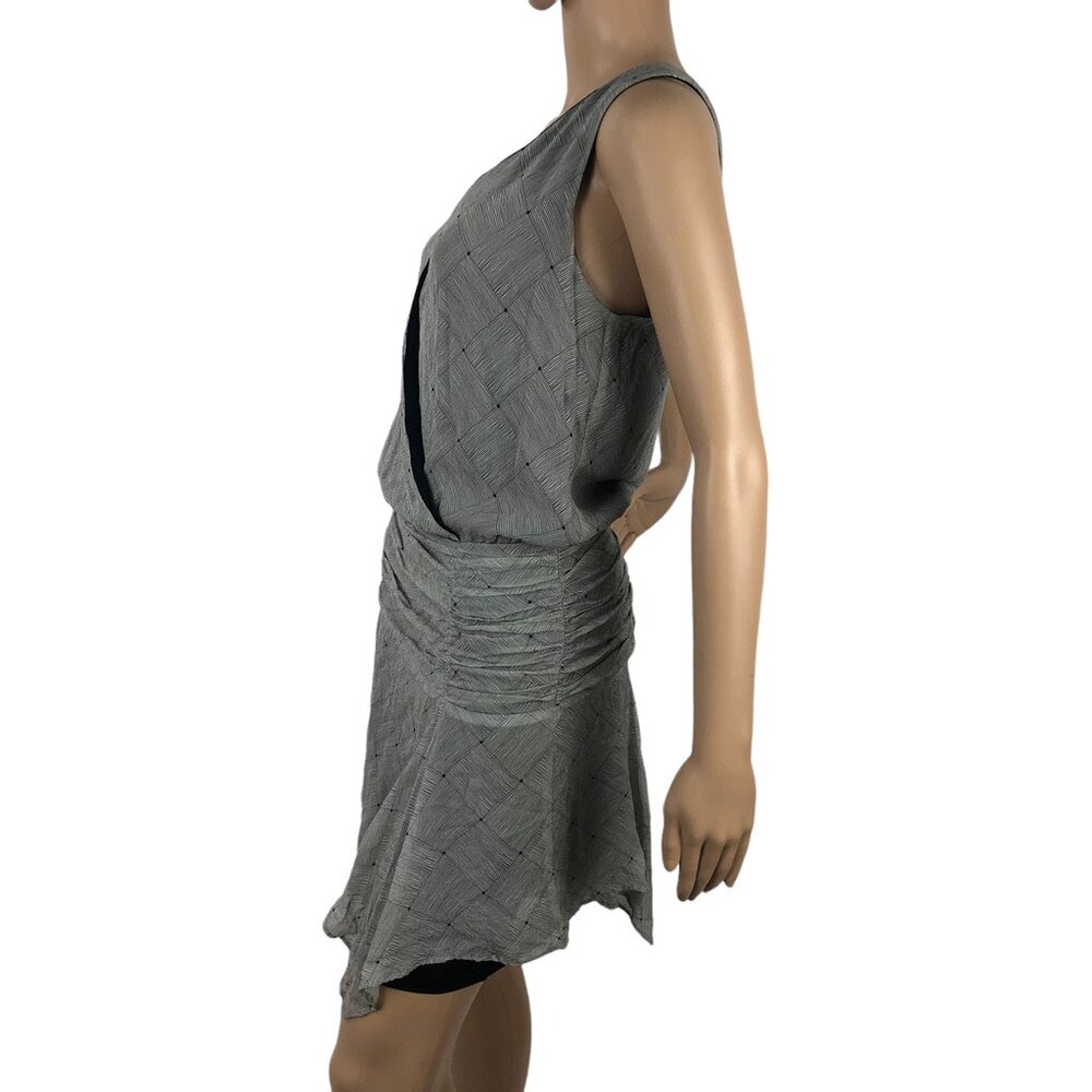 Krisa‎ Revolve Ruched Drop Waist Ruffle Mini Dress Size S Party Retro Preppy - Picture 4 of 9